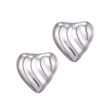 Adornia Stainless Steel Heart Statement Stud Earrings