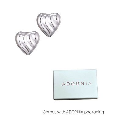 Adornia Stainless Steel Heart Statement Stud Earrings