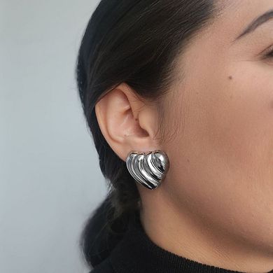 Adornia Stainless Steel Heart Statement Stud Earrings