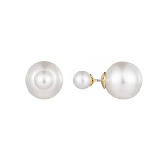 Adornia Double Sided Simulated Pearl Stud Earrings