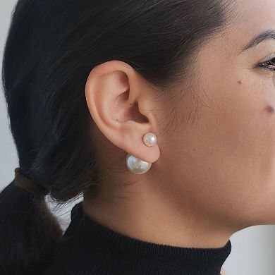 Adornia Double Sided Simulated Pearl Stud Earrings