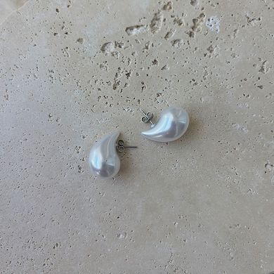 Adornia Simulated Pearl Teardrop Sculptural Stud Earrings
