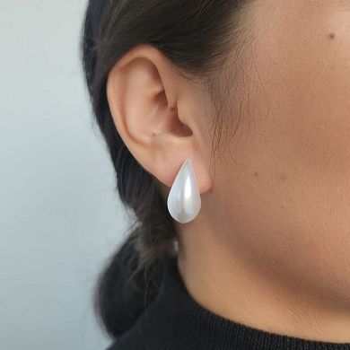 Adornia Simulated Pearl Teardrop Sculptural Stud Earrings