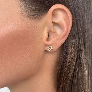Adornia 14k Gold Over Silver Mini Clover Cubic Zirconia Outline Stud Earrings