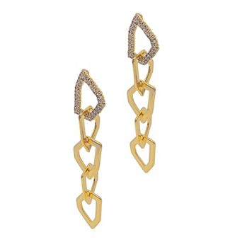 Adornia 14k Gold Plated White Topaz Link Drop Earrings