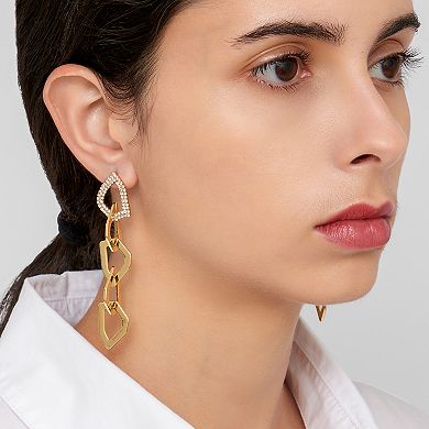 Adornia 14k Gold Plated White Topaz Link Drop Earrings