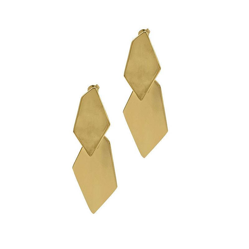 Adornia 14k Gold Plated Double Drop Earrings, Women's, Gold Tone