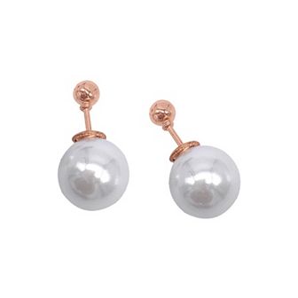 Adornia 14k Rose Gold Plated Simulated Pearl Double-Sided Ball Earrings