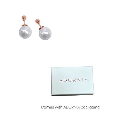 Adornia 14k Rose Gold Plated Simulated Pearl Double-Sided Ball Earrings