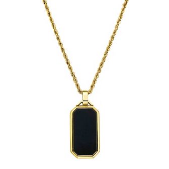 Men's Adornia Gold Tone Black Dogtag Rope Chain Pendant Necklace