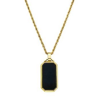 Men's Adornia Gold Tone Black Dogtag Rope Chain Pendant Necklace