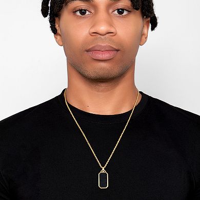 Men's Adornia Gold Tone Black Dogtag Rope Chain Pendant Necklace