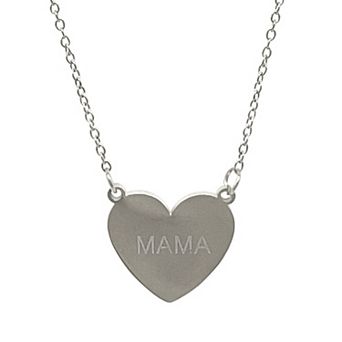 Adornia Stainless Steel Mama Heart Necklace