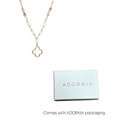 Adornia Mixed Bead Cable Chain Clover Outline Pendant Necklace