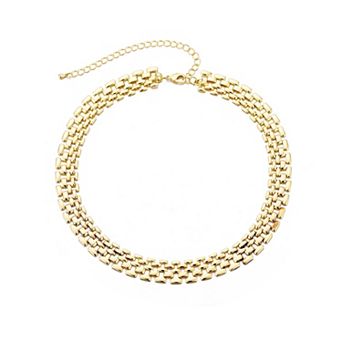 Adornia 14k Gold Plated Grid Mesh Chain Necklace