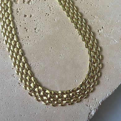 Adornia 14k Gold Plated Grid Mesh Chain Necklace