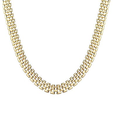 Adornia 14k Gold Plated Grid Mesh Chain Necklace