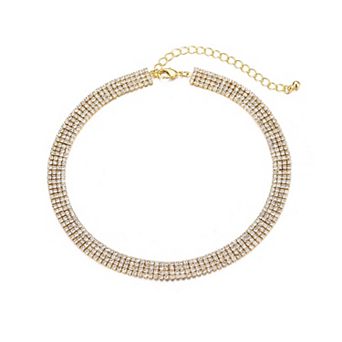 Adornia 14k Gold Plated Adjustable Crystal Choker Necklace