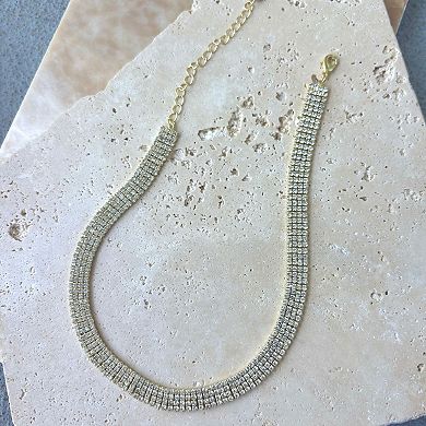 Adornia 14k Gold Plated Adjustable Crystal Choker Necklace