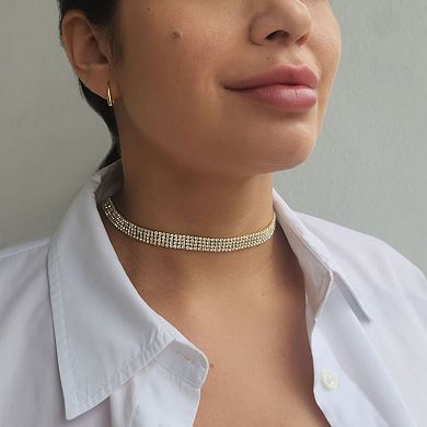 Adornia 14k Gold Plated Adjustable Crystal Choker Necklace