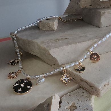 Adornia 14k Gold Plated Vintage Simulated Charm Pearl Strand Necklace