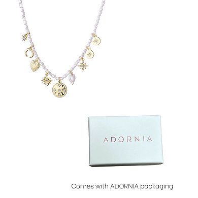 Adornia 14k Gold Plated Vintage Simulated Charm Pearl Strand Necklace