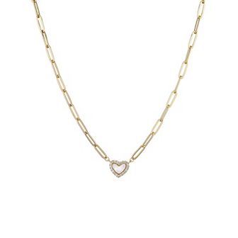 Adornia 14k Gold Plated Simulated Mother-of-Pearl Mini Heart Chain Necklace