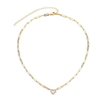 Adornia 14k Gold Plated Mother-of-Pearl Mini Heart Chain Necklace