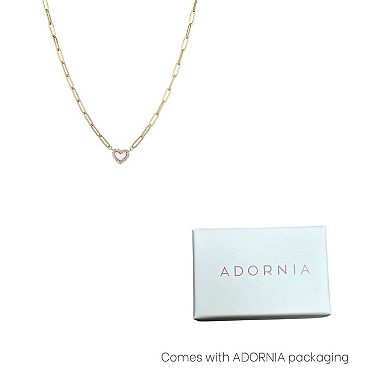 Adornia 14k Gold Plated Mother-of-Pearl Mini Heart Chain Necklace