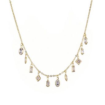 Adornia 14k Gold Plated Multi Shape Dangle Necklace