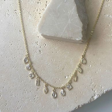 Adornia 14k Gold Plated Multi Shape Dangle Necklace