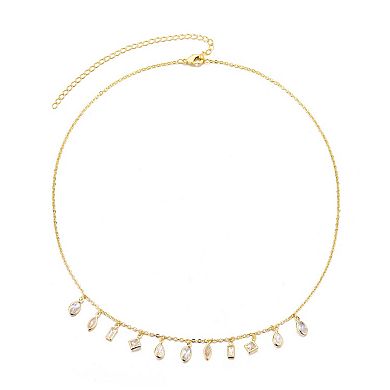 Adornia 14k Gold Plated Multi Shape Dangle Necklace
