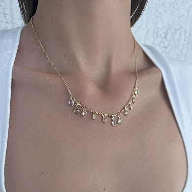 Adornia 14k Gold Plated Multi Shape Dangle Necklace