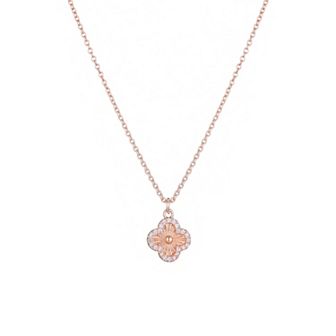 Adornia 14k Rose Gold Plated Button Clover Cubic Zirconia Halo Necklace