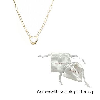 Adornia 14k Gold Plated Paperclip Chain Outline Heart Necklace