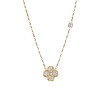 Adornia 14k Gold Plated Cubic Zirconia Clover Necklace