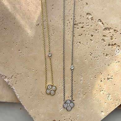 Adornia 14k Gold Plated Cubic Zirconia Clover Necklace
