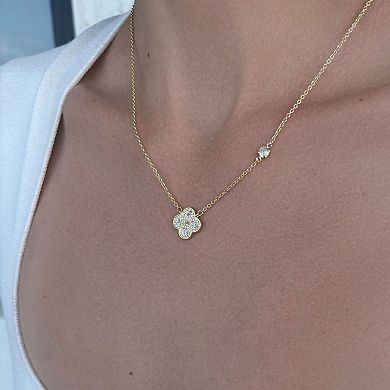 Adornia 14k Gold Plated Cubic Zirconia Clover Necklace