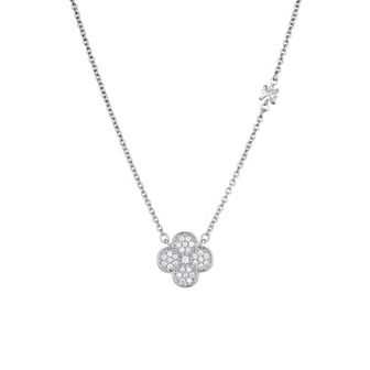 Adornia Silver Tone Cubic Zirconia Clover Pendant Necklace