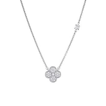 Adornia Silver Tone Cubic Zirconia Clover Pendant Necklace