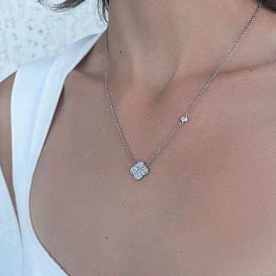 Adornia Silver Tone Cubic Zirconia Clover Pendant Necklace
