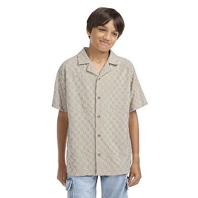 Boys 8-20 Levi's® Knit Checkered Camp Short Sleeve Collared Polo Top