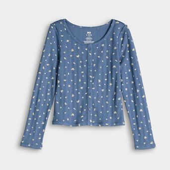 Girls 6-16 SO® Adaptive Button Front Top