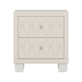 Merax Elegant Velvet Nightstand with 2 Drawers and Crystal Handle