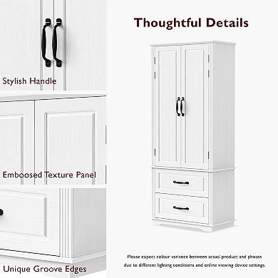 Merax 71" Farmhouse Kitchen Pantry Cabinet with 2 Large Drawers