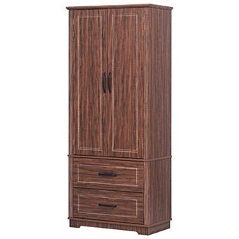 Merax 71" Farmhouse Kitchen Pantry Cabinet with 2 Large Drawers