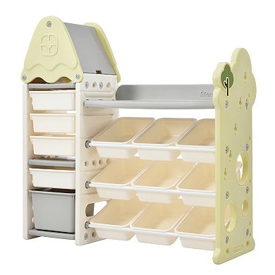 Kids Toy Storage Organizer with 14 Bins, Multi-functional Nursery Organizer Kids Furniture Set