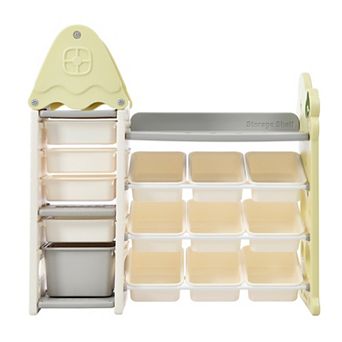 Kids Toy Storage Organizer with 14 Bins, Multi-functional Nursery Organizer Kids Furniture Set