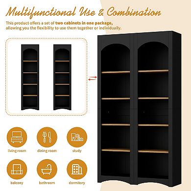 Merax Free Standing 5 Tier Bookshelves, Bookcases Set of 2