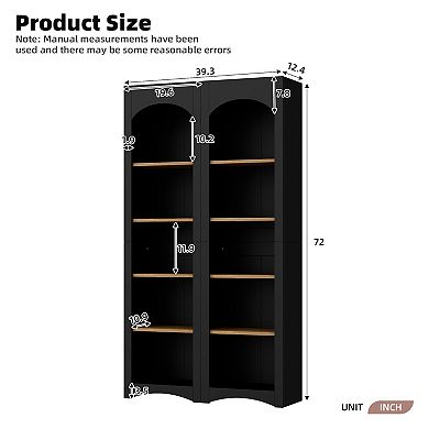 Merax Free Standing 5 Tier Bookshelves, Bookcases Set of 2